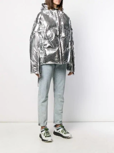 Shop Khrisjoy Hooded Puffer Jacket In Silver