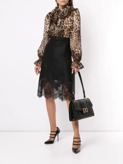 Shop Dolce & Gabbana Sheer Leopard Blouse In Brown