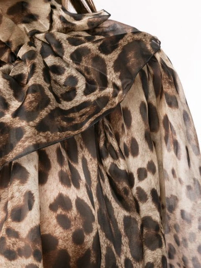 Shop Dolce & Gabbana Sheer Leopard Blouse In Brown