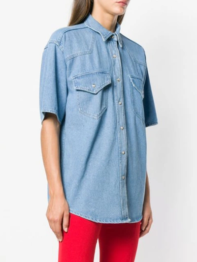 Shop Nanushka Seymour Denim Shirt  In Blue