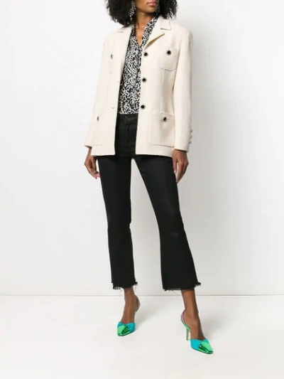 Shop Alessandra Rich Crystal Button-embellished Blazer In Neutrals