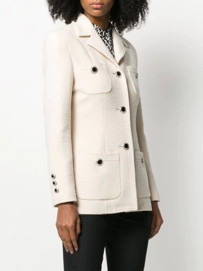 Shop Alessandra Rich Crystal Button-embellished Blazer In Neutrals