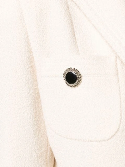 Shop Alessandra Rich Crystal Button-embellished Blazer In Neutrals