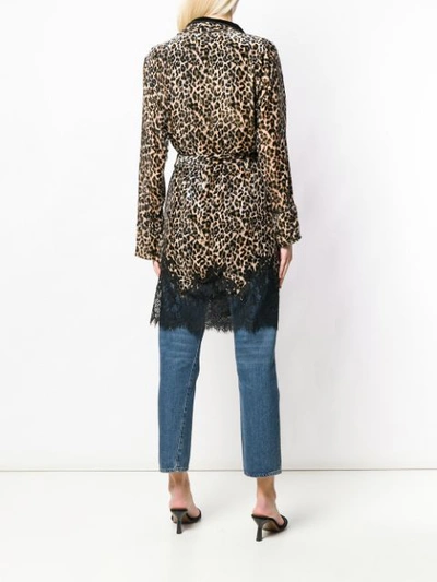Shop Gold Hawk Leopard Print Velvet Jacket - Brown