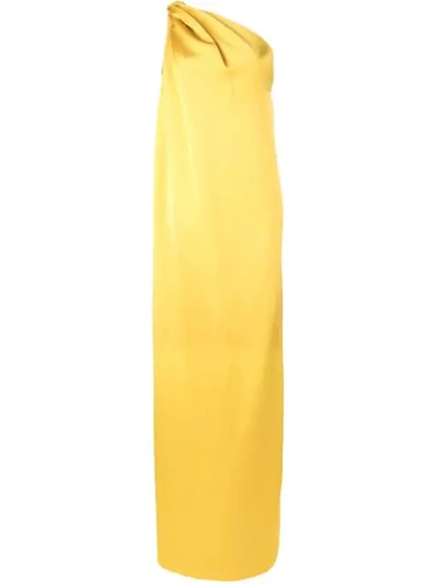 Shop Maison Rabih Kayrouz Satin Granite Dress In Yellow