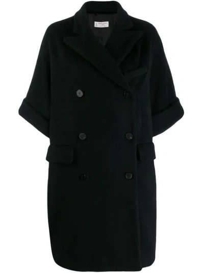 Shop Alberto Biani Oversized Double-breasted Coat In Black