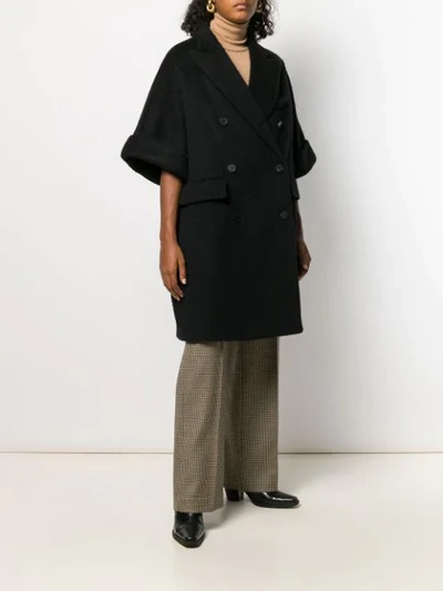 Shop Alberto Biani Oversized Double-breasted Coat In Black