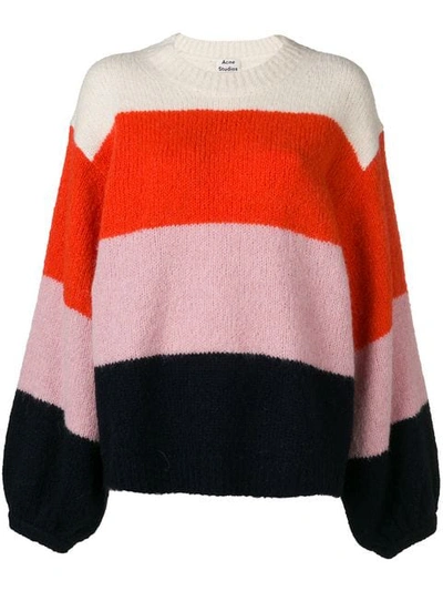 ACNE STUDIOS KAZIA STRIPED SWEATER - 粉色