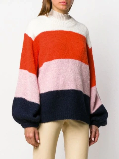 ACNE STUDIOS KAZIA STRIPED SWEATER - 粉色