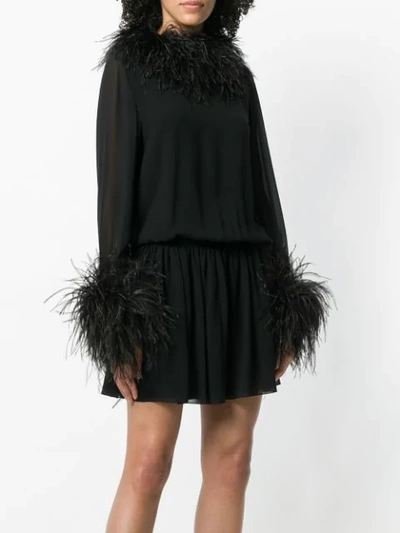 Shop Saint Laurent Long-sleeve Fitted Dress In Black