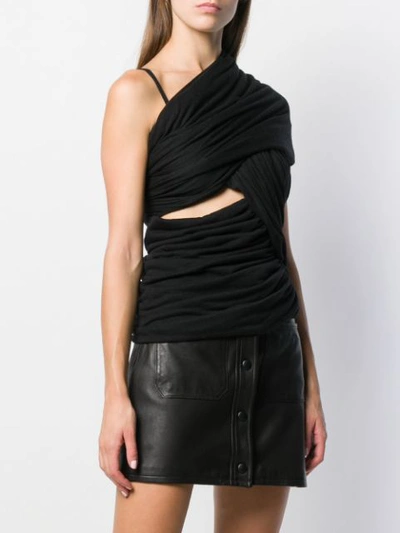 Shop Rick Owens Twisted One Shoulder Top In Black