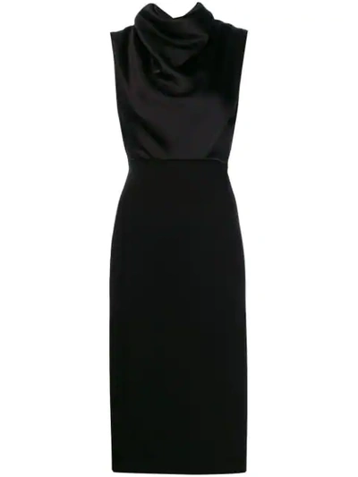 Shop Erika Cavallini Draped Neck Dress In Black
