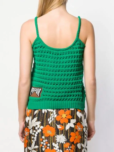 Shop Prada Crochet Tank Top In Green