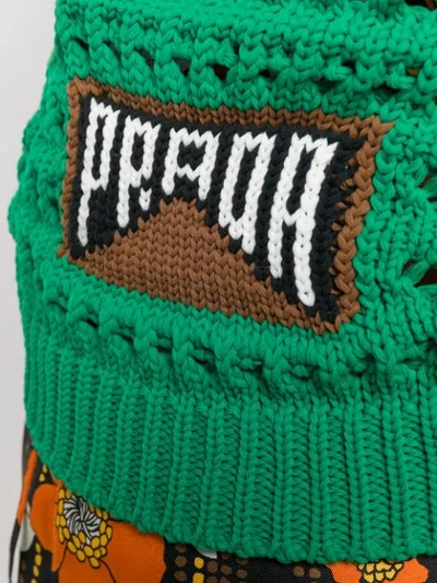 Shop Prada Crochet Tank Top In Green
