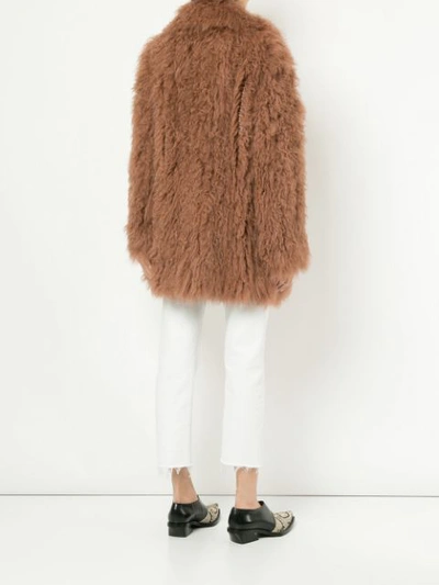 Shop Yves Salomon Meteo Oversized Fur Coat In Brown