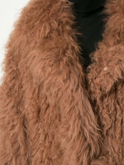 Shop Yves Salomon Meteo Oversized Fur Coat In Brown