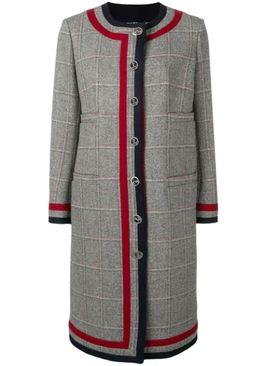Shop Thom Browne Grey Tweed Cardigan Overcoat In 035 Med Grey