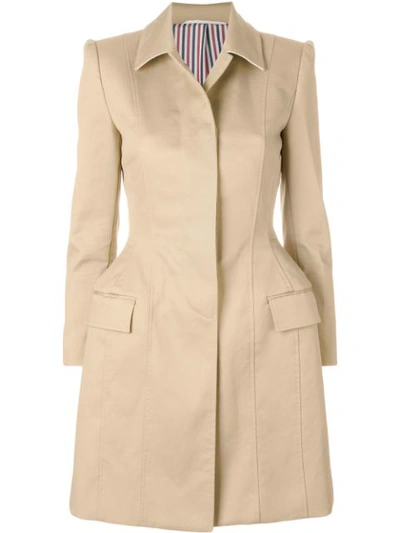Shop Thom Browne Mackintosh Bal Collar Tuck Hip Coat In Neutrals