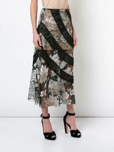 Shop Anna Sui Mystical Garden Embroidered Skirt - Black