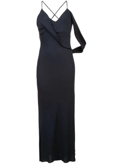 Shop Michelle Mason Draped Cowl Midi Dress In Black
