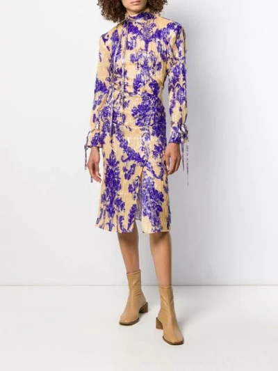 Shop Acne Studios Floral Print Midi Dress In Neutrals