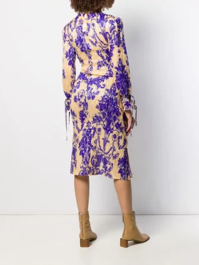 Shop Acne Studios Floral Print Midi Dress In Neutrals