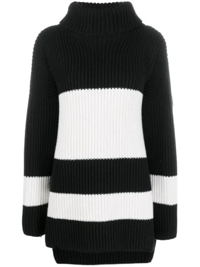 Shop Joseph Stripe Ribbed Knit Jumper In Black