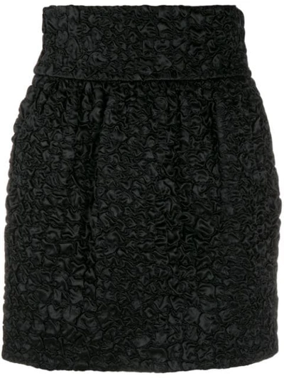 Shop Saint Laurent Ruched Mini Skirt In Black