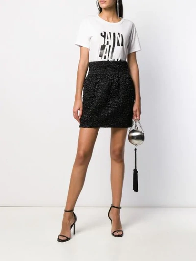 Shop Saint Laurent Ruched Mini Skirt In Black