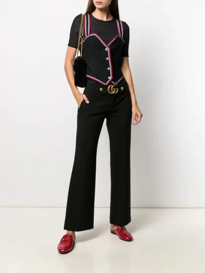 Shop Gucci Button Up Bustier Top In Black