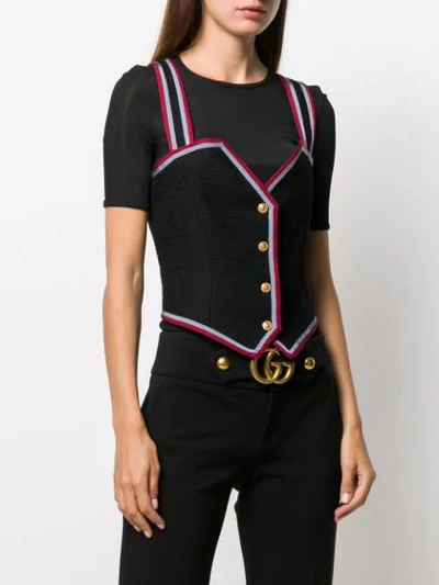 Shop Gucci Button Up Bustier Top In Black