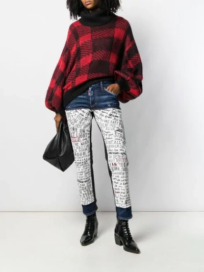 Dsquared2 Handwriting Print Jeans In Blue