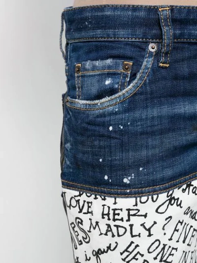 Shop Dsquared2 Handwriting Print Jeans In Blue