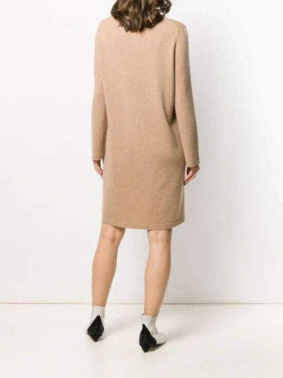 Shop Allude Fine Knit Sweater Dress In Brown