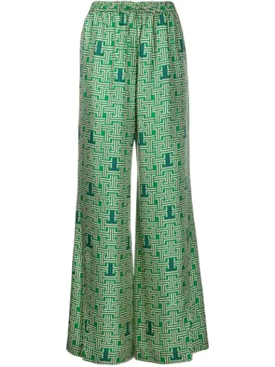 Shop Lanvin Drawstring Waist Trousers In Green