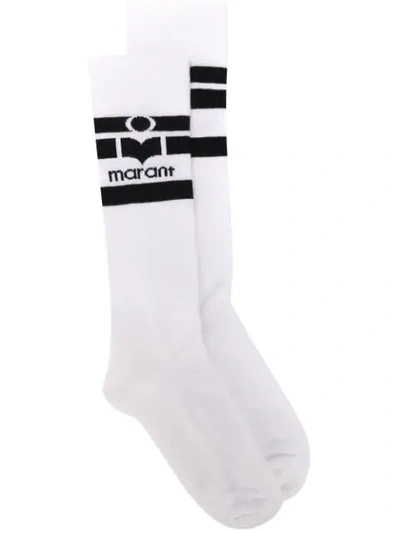 Shop Isabel Marant Logo Knitted Socks In White