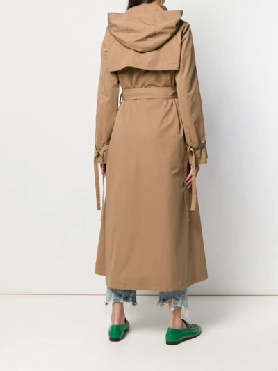 GUCCI HOODED TRENCH COAT - 棕色
