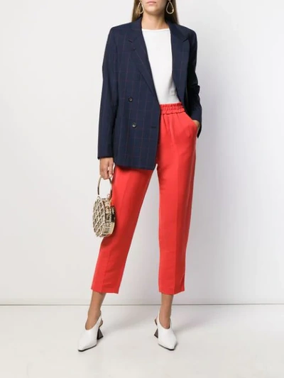 Shop Frenken Cropped Tapered Trousers In Red