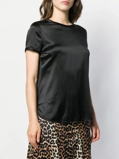 Shop Pinko Satin Stretch T-shirt In Black