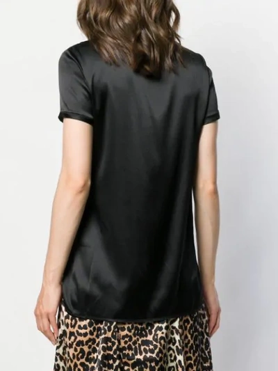 Shop Pinko Satin Stretch T-shirt In Black