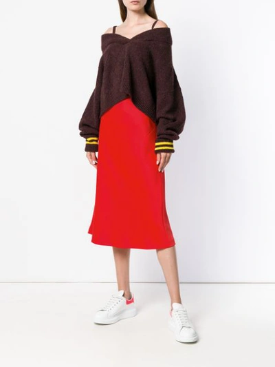 Shop Maison Margiela Flared Midi Skirt In Red