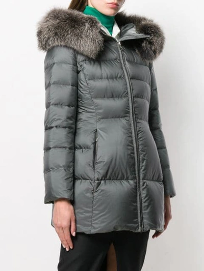 Shop Prada Fur-trimmed Padded Jacket In Grey