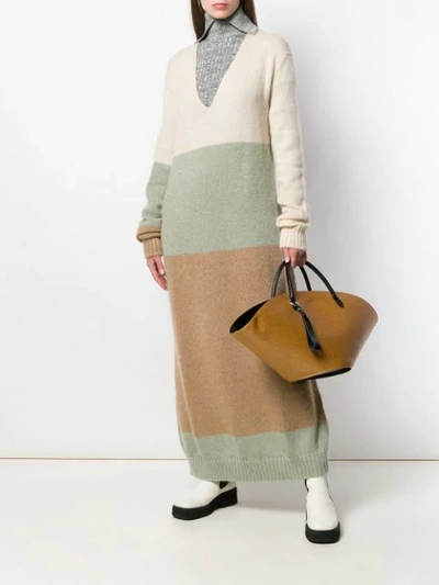 Shop Jil Sander Colour Block Dress In Neutrals