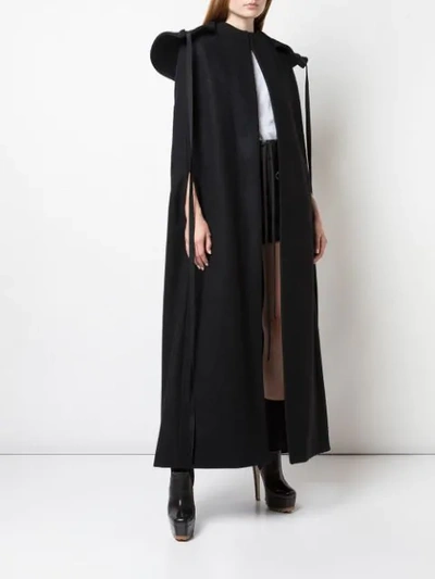 Shop Vera Wang Detachable Hood Felt Cape In Black