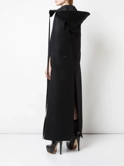 Shop Vera Wang Detachable Hood Felt Cape In Black