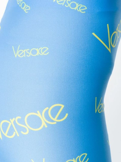 Shop Versace Vintage Logo Print Leggings - Blue