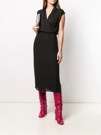 Shop Theory V-neck Midi Dress In Black