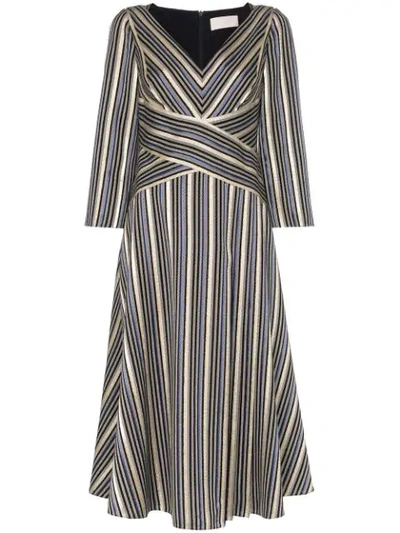 PETER PILOTTO CROSSOVER WAIST V-NECK MIDI DRESS - 多色