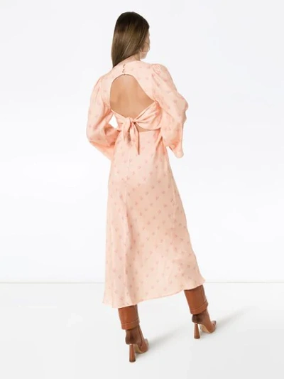 Shop Rixo London Nadia Floral-print Open-back Dress In Pink
