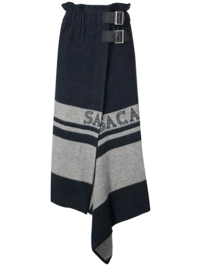 Shop Sacai Double Buckle Skirt In Blue